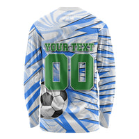 Personalized Uzbekistan Soccer Long Sleeve Shirt White Wolves Football Halftone Pattern