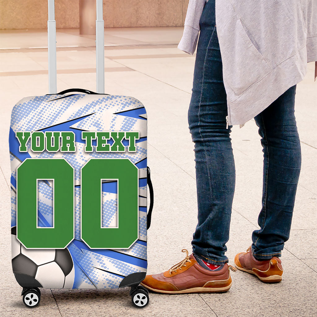 Personalized Uzbekistan Soccer Luggage Cover White Wolves Football Halftone Pattern