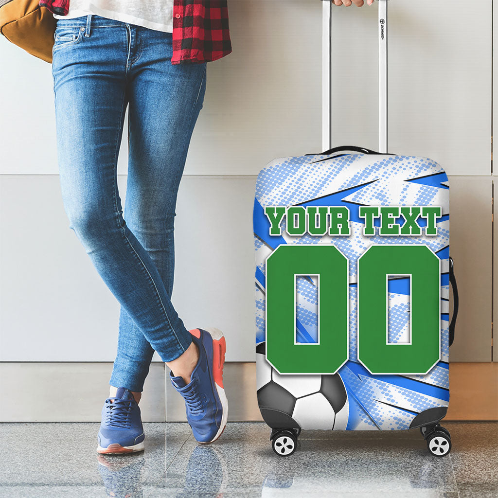 Personalized Uzbekistan Soccer Luggage Cover White Wolves Football Halftone Pattern