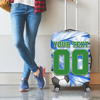 Personalized Uzbekistan Soccer Luggage Cover White Wolves Football Halftone Pattern