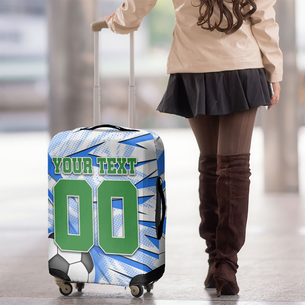 Personalized Uzbekistan Soccer Luggage Cover White Wolves Football Halftone Pattern