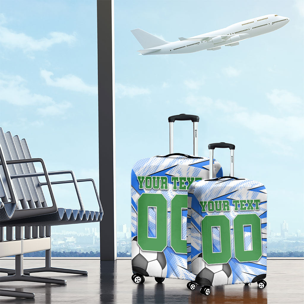 Personalized Uzbekistan Soccer Luggage Cover White Wolves Football Halftone Pattern