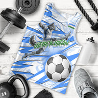 Personalized Uzbekistan Soccer Men Tank Top White Wolves Football Halftone Pattern