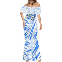 Personalized Uzbekistan Soccer Mermaid Dress White Wolves Football Halftone Pattern