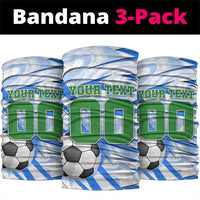 Personalized Uzbekistan Soccer Neck Gaiter White Wolves Football Halftone Pattern