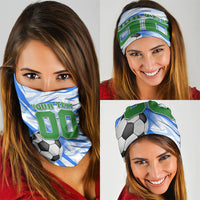 Personalized Uzbekistan Soccer Neck Gaiter White Wolves Football Halftone Pattern