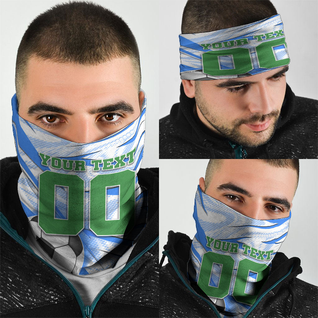 Personalized Uzbekistan Soccer Neck Gaiter White Wolves Football Halftone Pattern
