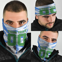 Personalized Uzbekistan Soccer Neck Gaiter White Wolves Football Halftone Pattern
