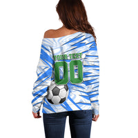 Personalized Uzbekistan Soccer Off Shoulder Sweater White Wolves Football Halftone Pattern