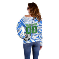 Personalized Uzbekistan Soccer Off Shoulder Sweater White Wolves Football Halftone Pattern