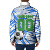 Personalized Uzbekistan Soccer Padded Jacket White Wolves Football Halftone Pattern