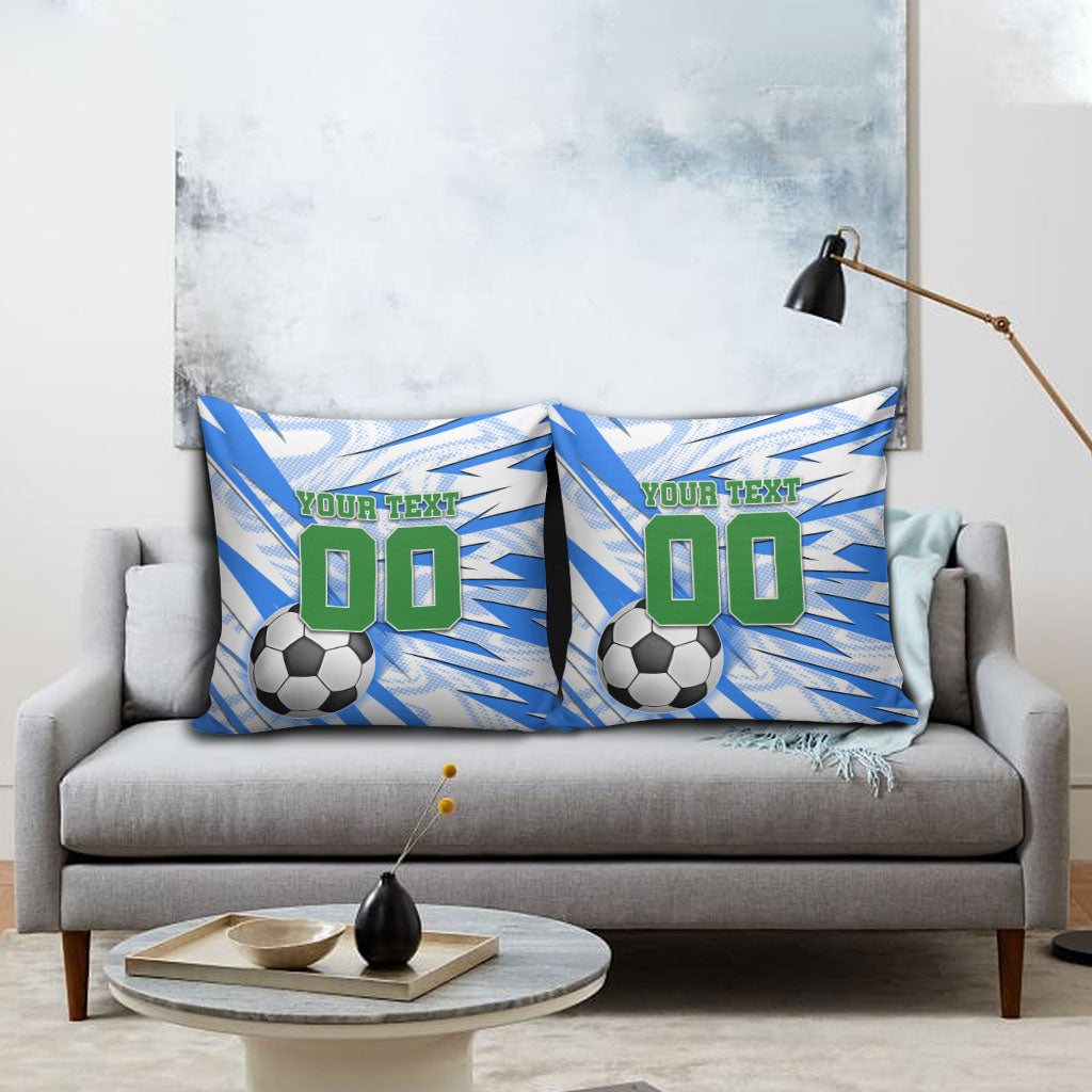 Personalized Uzbekistan Soccer Pillow Cover White Wolves Football Halftone Pattern