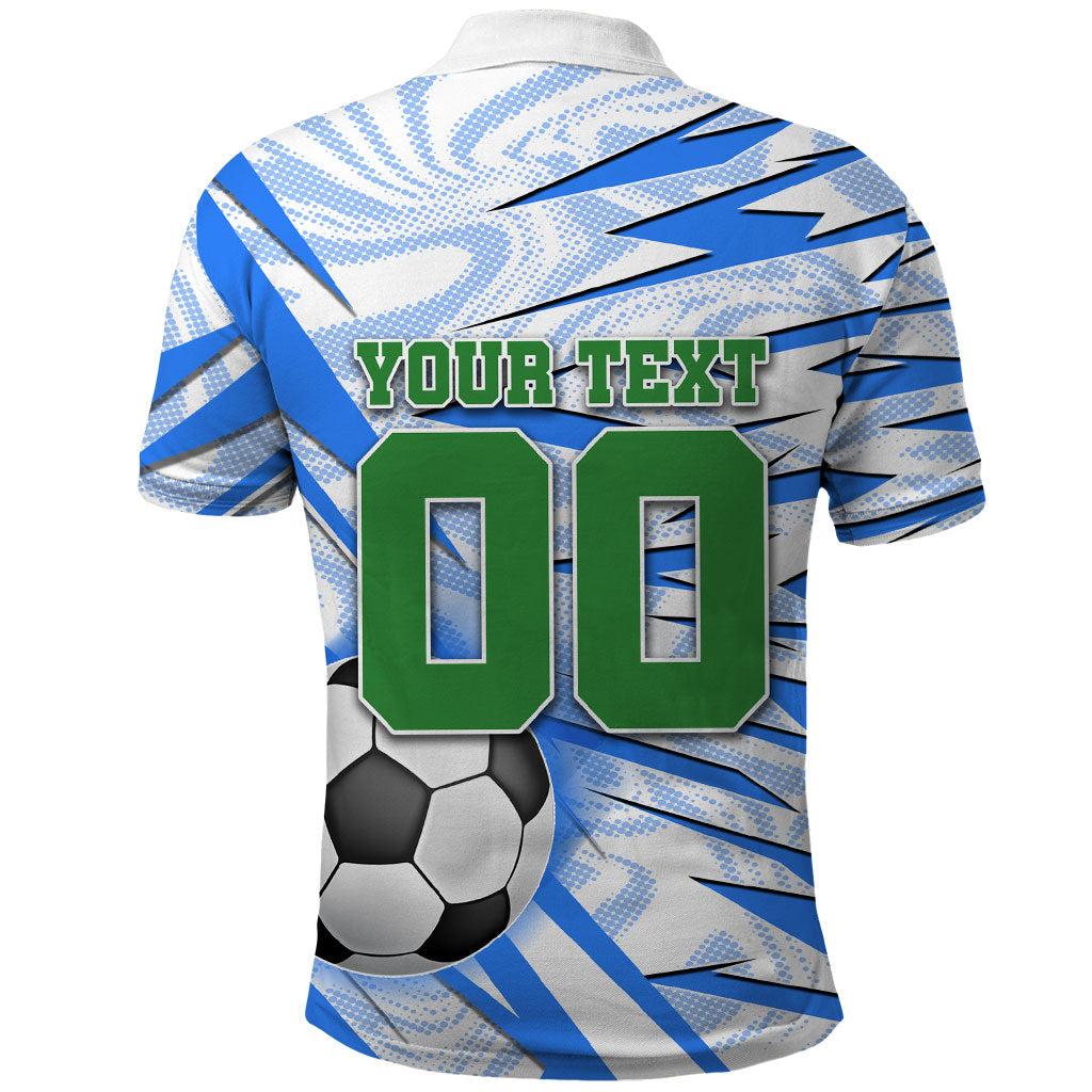 Personalized Uzbekistan Soccer Polo Shirt White Wolves Football Halftone Pattern