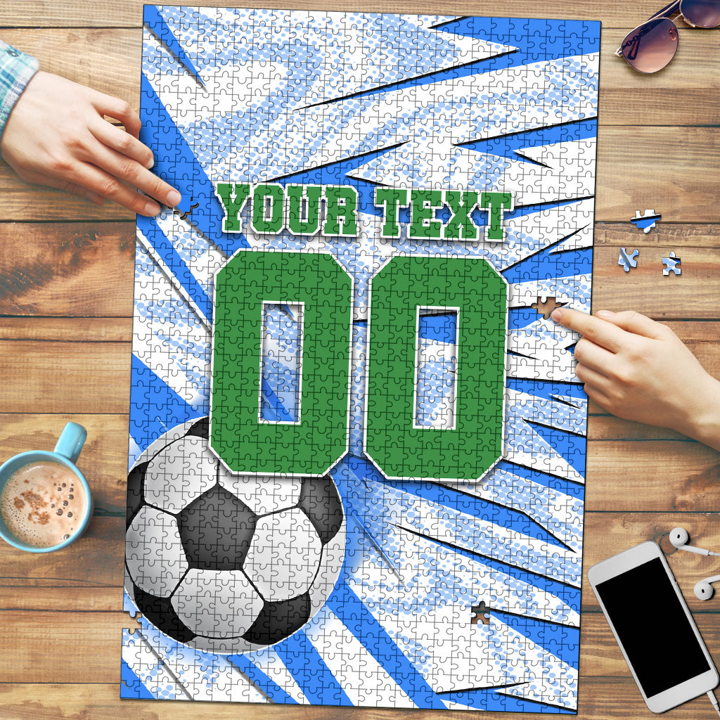 Personalized Uzbekistan Soccer Puzzle White Wolves Football Halftone Pattern