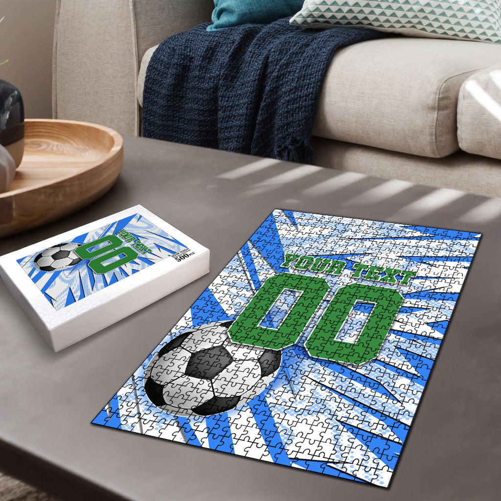 Personalized Uzbekistan Soccer Puzzle White Wolves Football Halftone Pattern