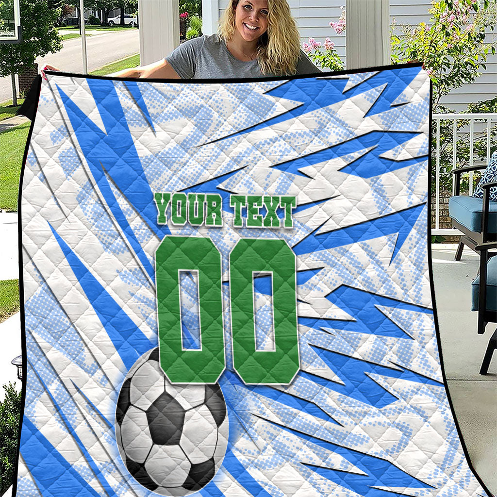 Personalized Uzbekistan Soccer Quilt White Wolves Football Halftone Pattern