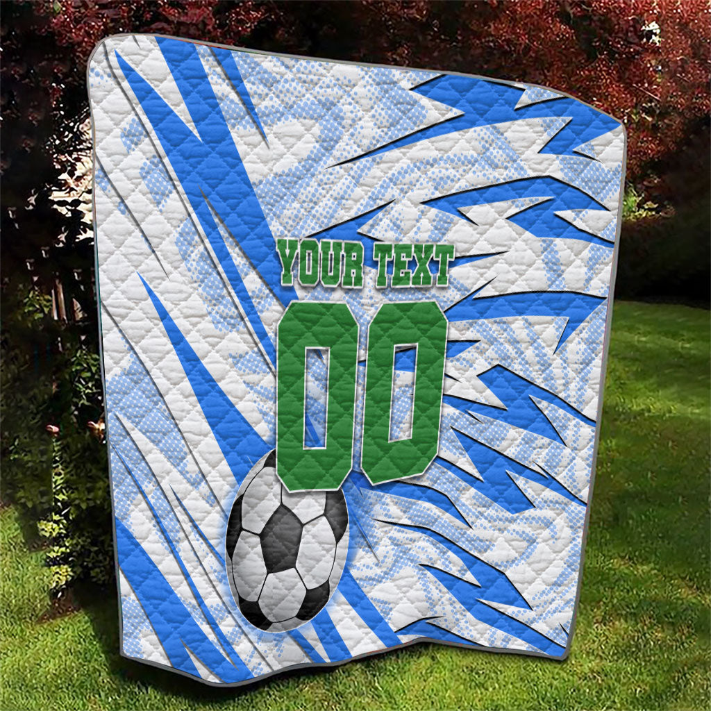 Personalized Uzbekistan Soccer Quilt White Wolves Football Halftone Pattern