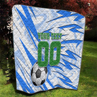 Personalized Uzbekistan Soccer Quilt White Wolves Football Halftone Pattern