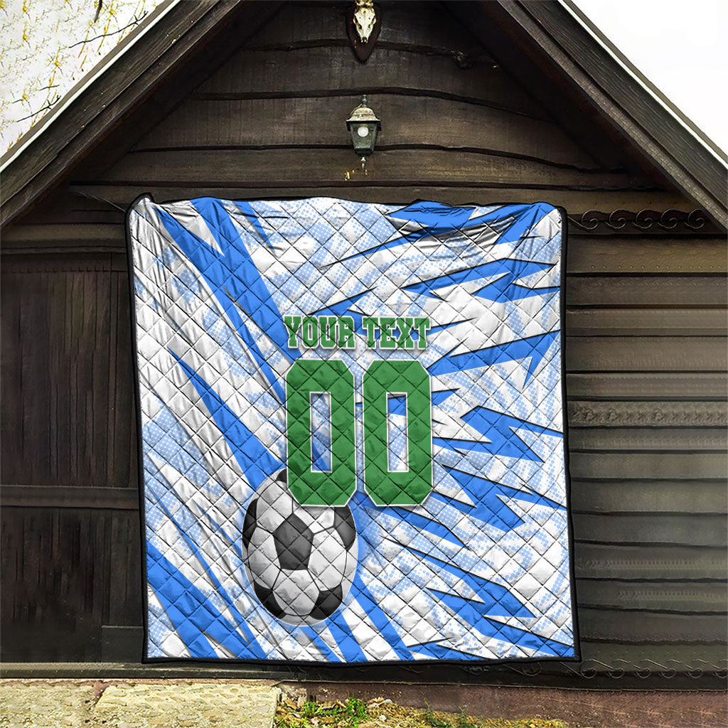 Personalized Uzbekistan Soccer Quilt White Wolves Football Halftone Pattern