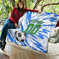 Personalized Uzbekistan Soccer Quilt White Wolves Football Halftone Pattern