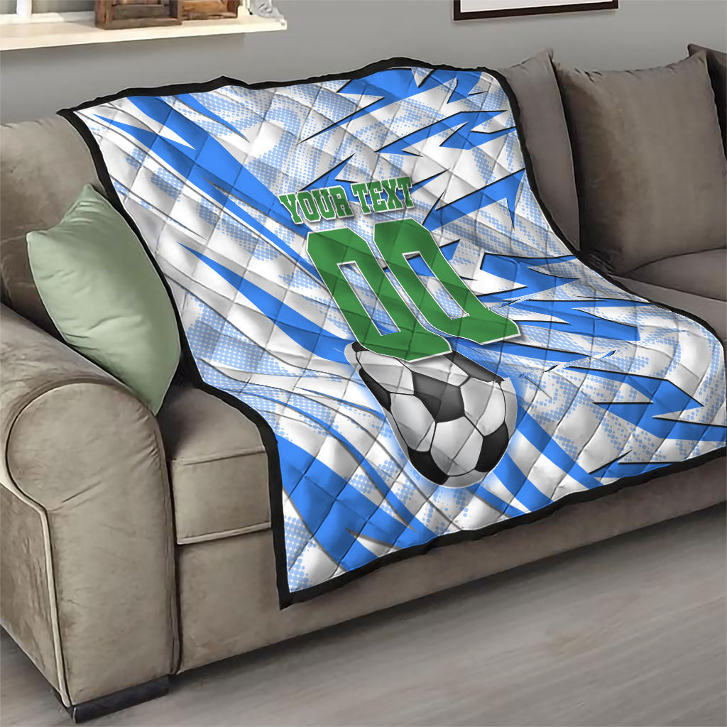 Personalized Uzbekistan Soccer Quilt White Wolves Football Halftone Pattern
