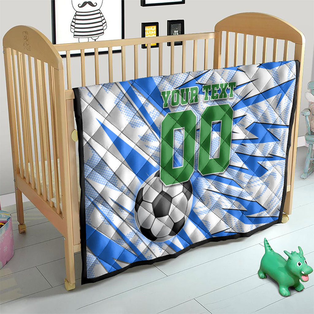 Personalized Uzbekistan Soccer Quilt White Wolves Football Halftone Pattern