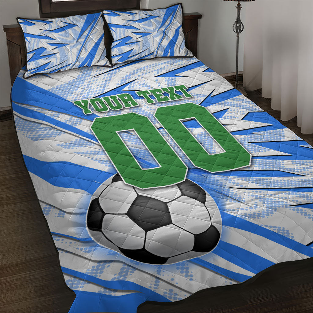 Personalized Uzbekistan Soccer Quilt Bed Set White Wolves Football Halftone Pattern
