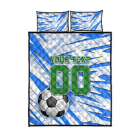Personalized Uzbekistan Soccer Quilt Bed Set White Wolves Football Halftone Pattern