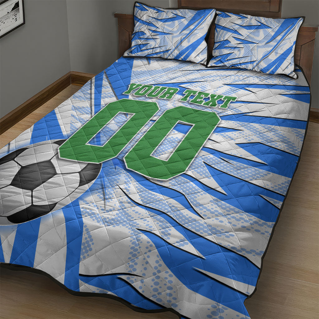 Personalized Uzbekistan Soccer Quilt Bed Set White Wolves Football Halftone Pattern
