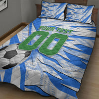 Personalized Uzbekistan Soccer Quilt Bed Set White Wolves Football Halftone Pattern