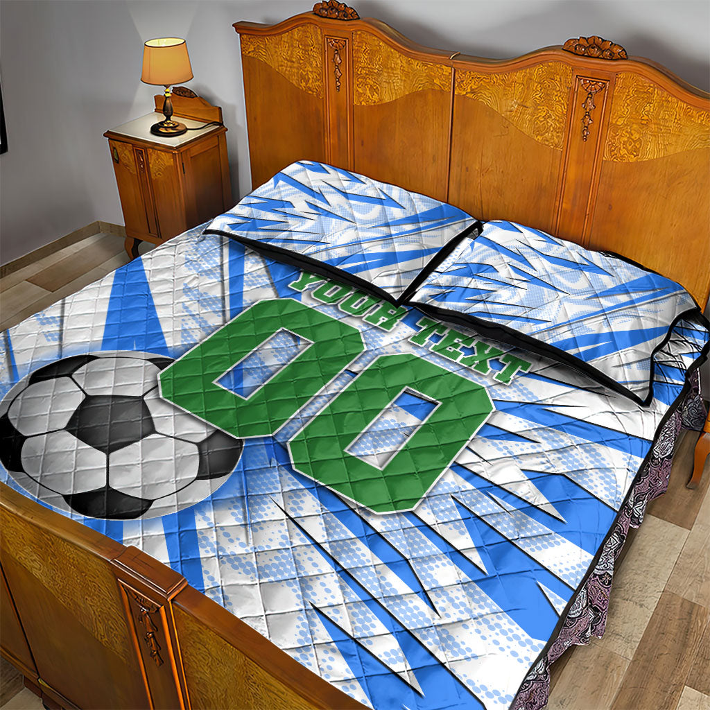 Personalized Uzbekistan Soccer Quilt Bed Set White Wolves Football Halftone Pattern