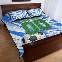 Personalized Uzbekistan Soccer Quilt Bed Set White Wolves Football Halftone Pattern