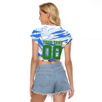 Personalized Uzbekistan Soccer Raglan Cropped T Shirt White Wolves Football Halftone Pattern