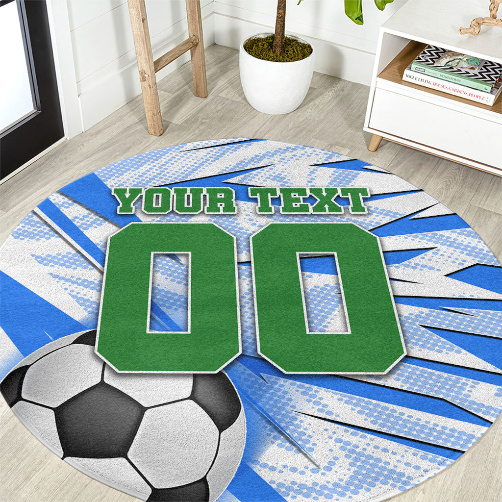 Personalized Uzbekistan Soccer Round Carpet White Wolves Football Halftone Pattern