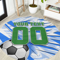 Personalized Uzbekistan Soccer Round Carpet White Wolves Football Halftone Pattern