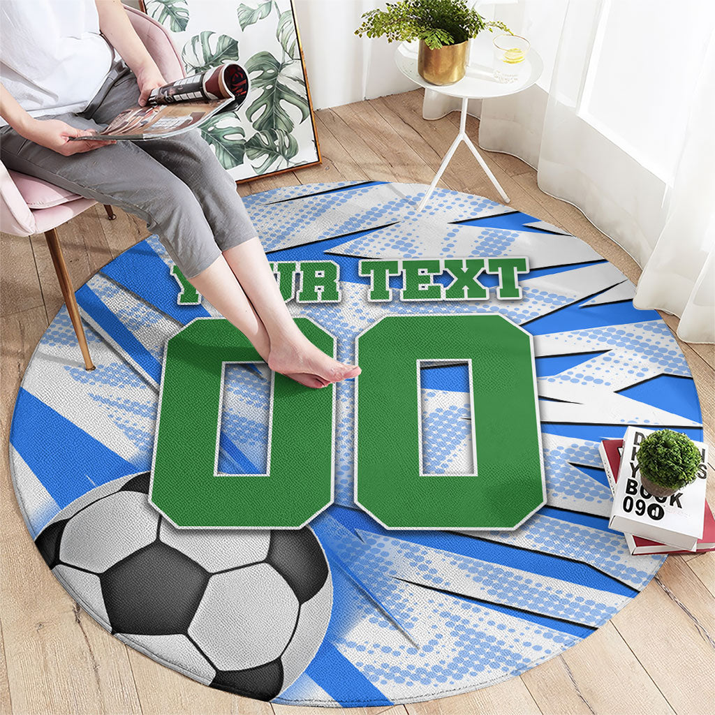 Personalized Uzbekistan Soccer Round Carpet White Wolves Football Halftone Pattern