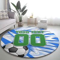 Personalized Uzbekistan Soccer Round Carpet White Wolves Football Halftone Pattern