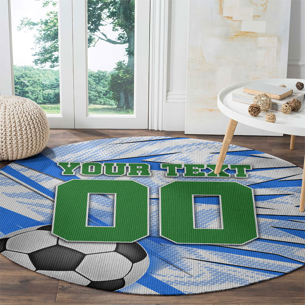 Personalized Uzbekistan Soccer Round Carpet White Wolves Football Halftone Pattern