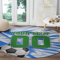 Personalized Uzbekistan Soccer Round Carpet White Wolves Football Halftone Pattern