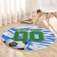 Personalized Uzbekistan Soccer Round Carpet White Wolves Football Halftone Pattern