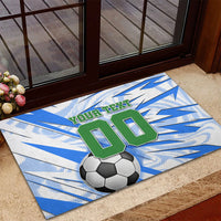 Personalized Uzbekistan Soccer Rubber Doormat White Wolves Football Halftone Pattern