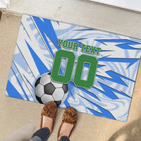 Personalized Uzbekistan Soccer Rubber Doormat White Wolves Football Halftone Pattern