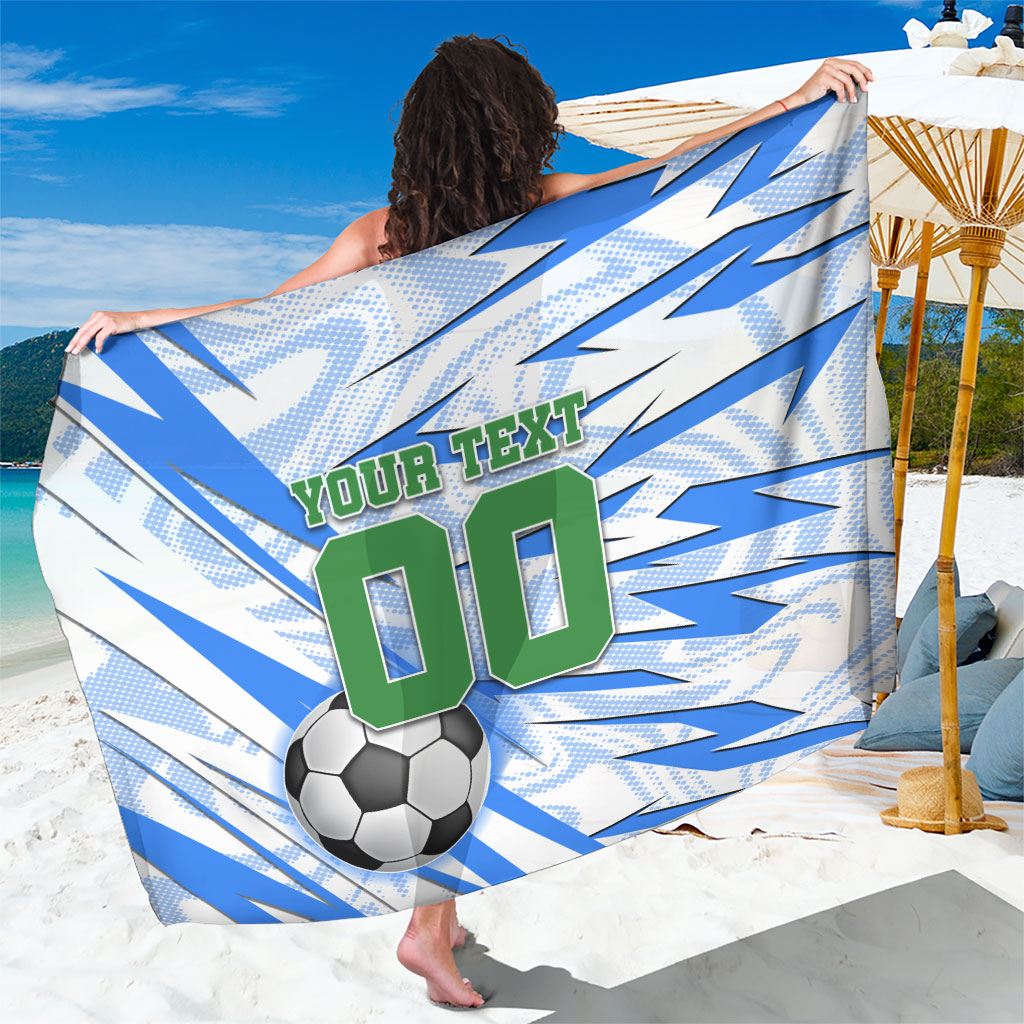 Personalized Uzbekistan Soccer Sarong White Wolves Football Halftone Pattern