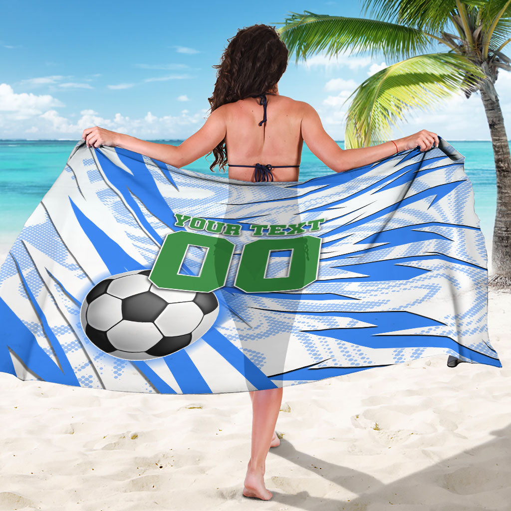 Personalized Uzbekistan Soccer Sarong White Wolves Football Halftone Pattern
