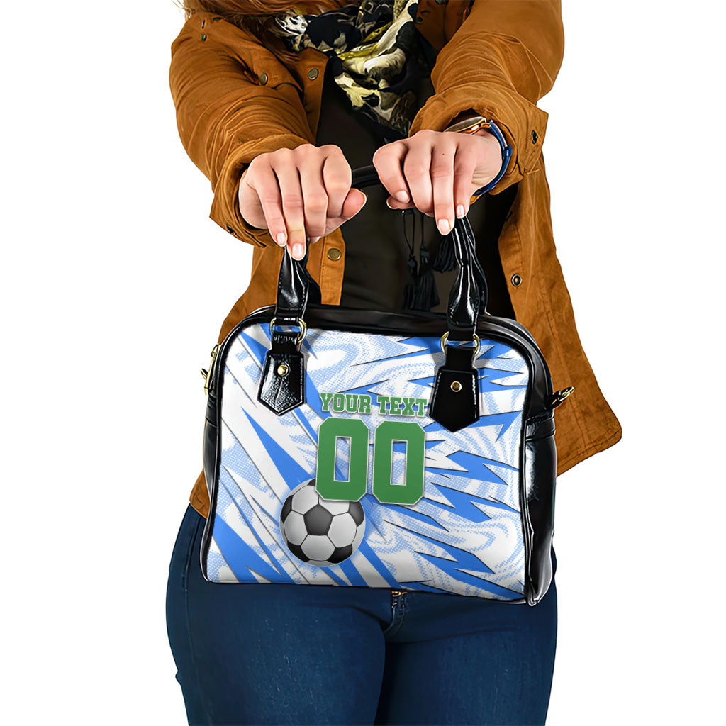 Personalized Uzbekistan Soccer Shoulder Handbag White Wolves Football Halftone Pattern