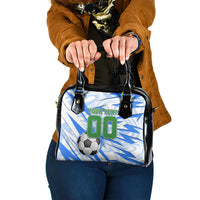 Personalized Uzbekistan Soccer Shoulder Handbag White Wolves Football Halftone Pattern