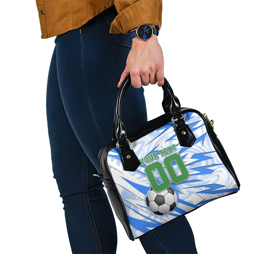 Personalized Uzbekistan Soccer Shoulder Handbag White Wolves Football Halftone Pattern