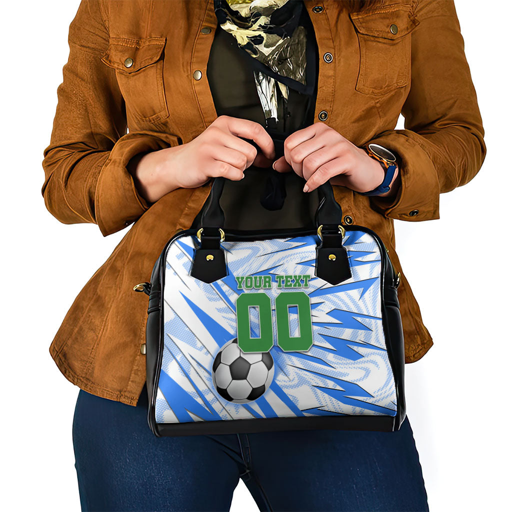 Personalized Uzbekistan Soccer Shoulder Handbag White Wolves Football Halftone Pattern