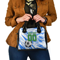 Personalized Uzbekistan Soccer Shoulder Handbag White Wolves Football Halftone Pattern