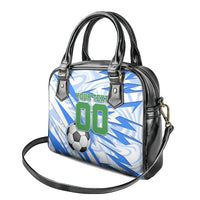 Personalized Uzbekistan Soccer Shoulder Handbag White Wolves Football Halftone Pattern